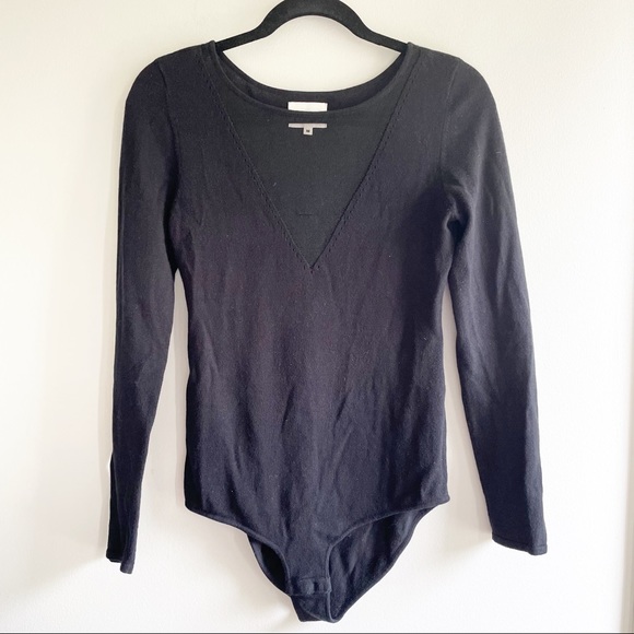 Sezane Tia Wool Blend Black Bodysuit Size Medium - Picture 3 of 10
